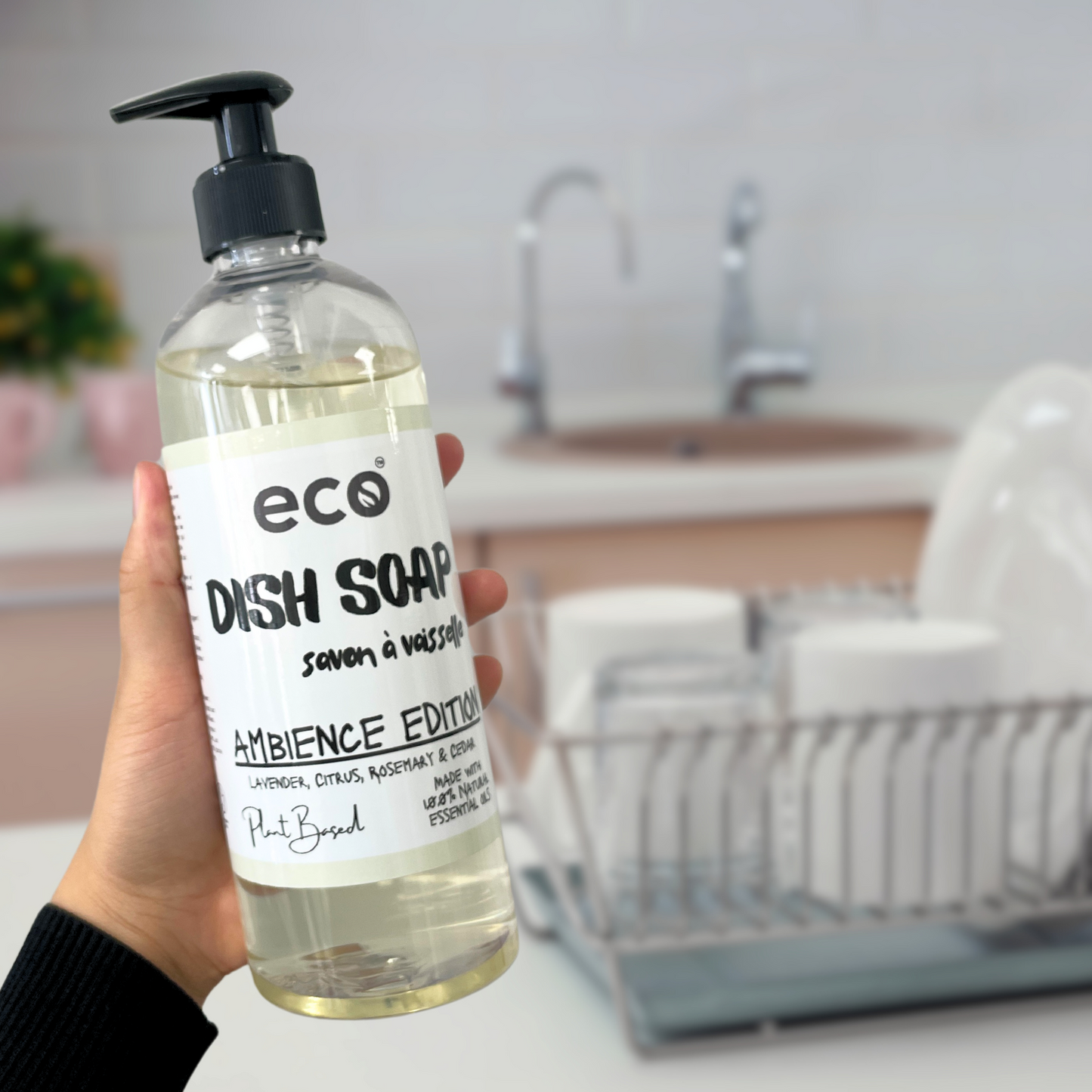 Clean dishes with Eco Refillery's dish soap.