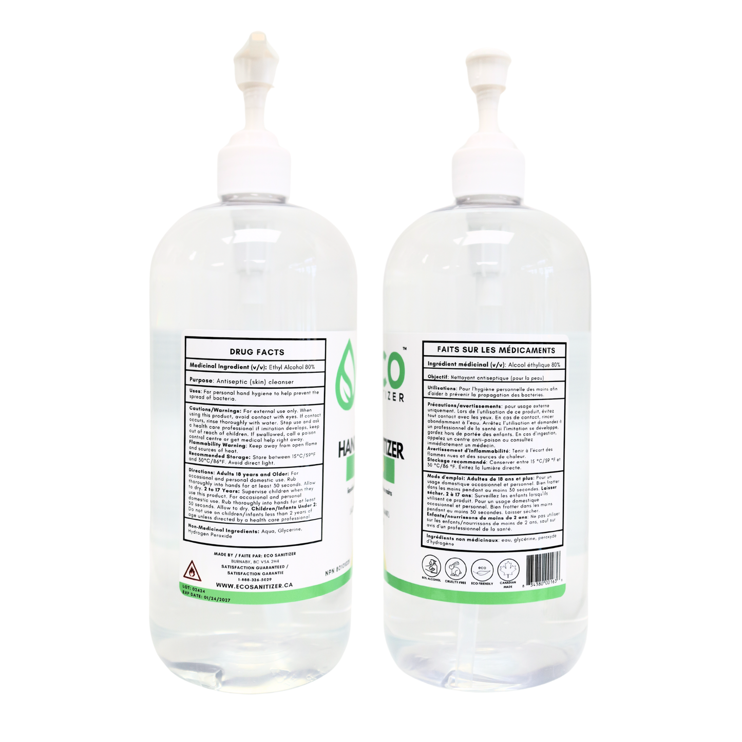 Canada wholesale bulk hand sanitizer liquid in a 946 mL bottle, perfect for hand sanitizer refills and as a sanitizer spray.