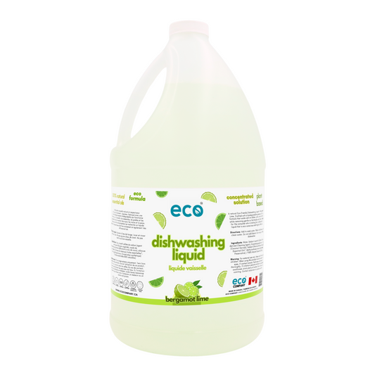 Eco-friendly dish soap bergamot lime in a 4 liter jug for wholesale, perfect for customers to bulk up on dishwashing soap and refill their own bottles.