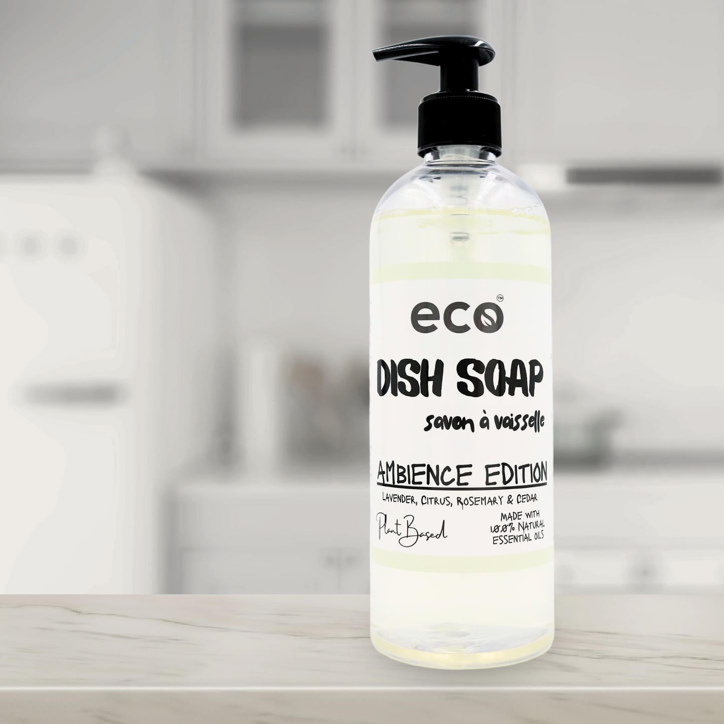 Eco Refillery's dish soap in the kitchen, for an eco-friendly home.