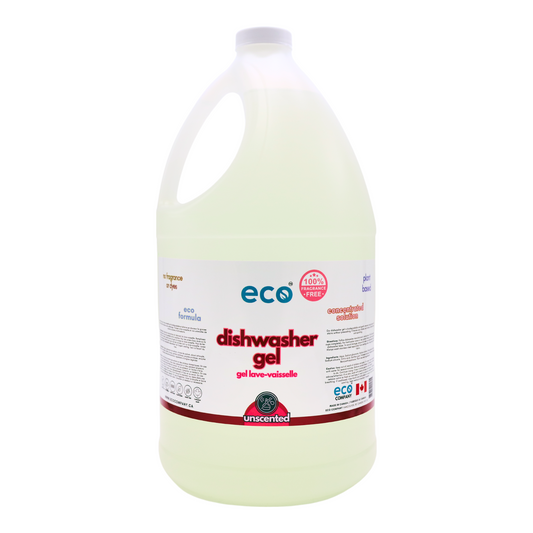 Eco dishwasher gel in a refillable 4L jug.