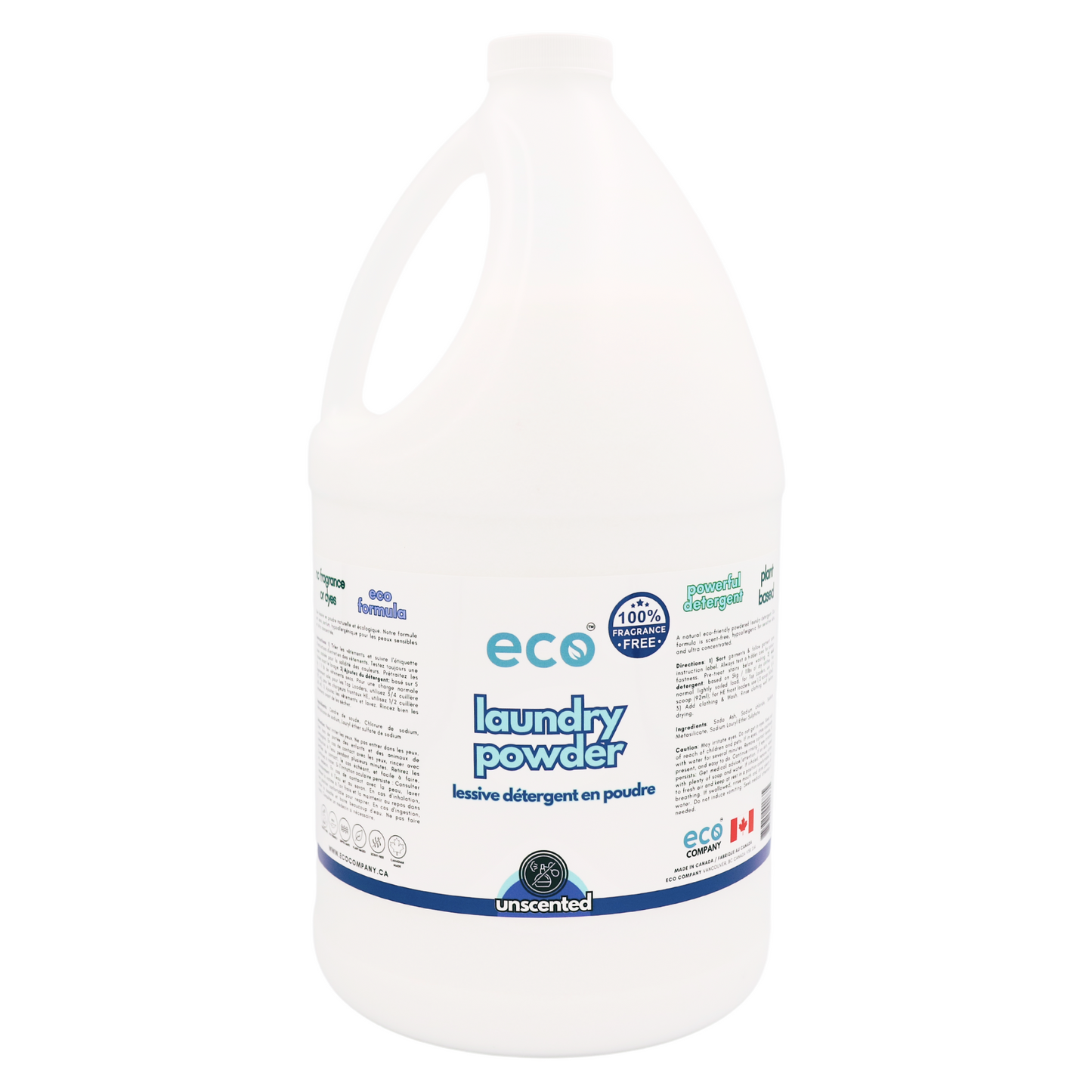 Eco Refillery's laundry powder in a refillable 4L jug.