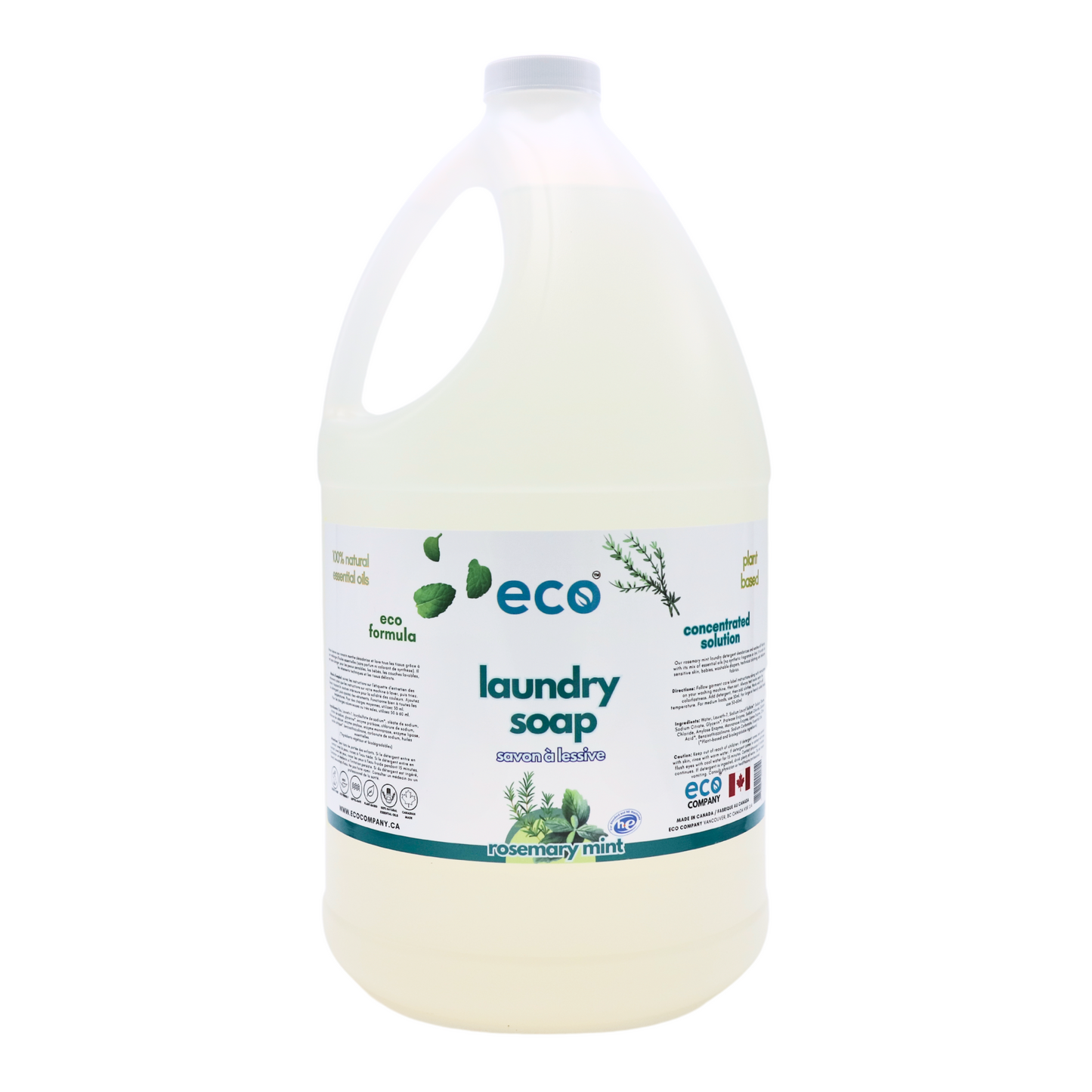 Eco Refillery's laundry soap in a refillable 4L jug.