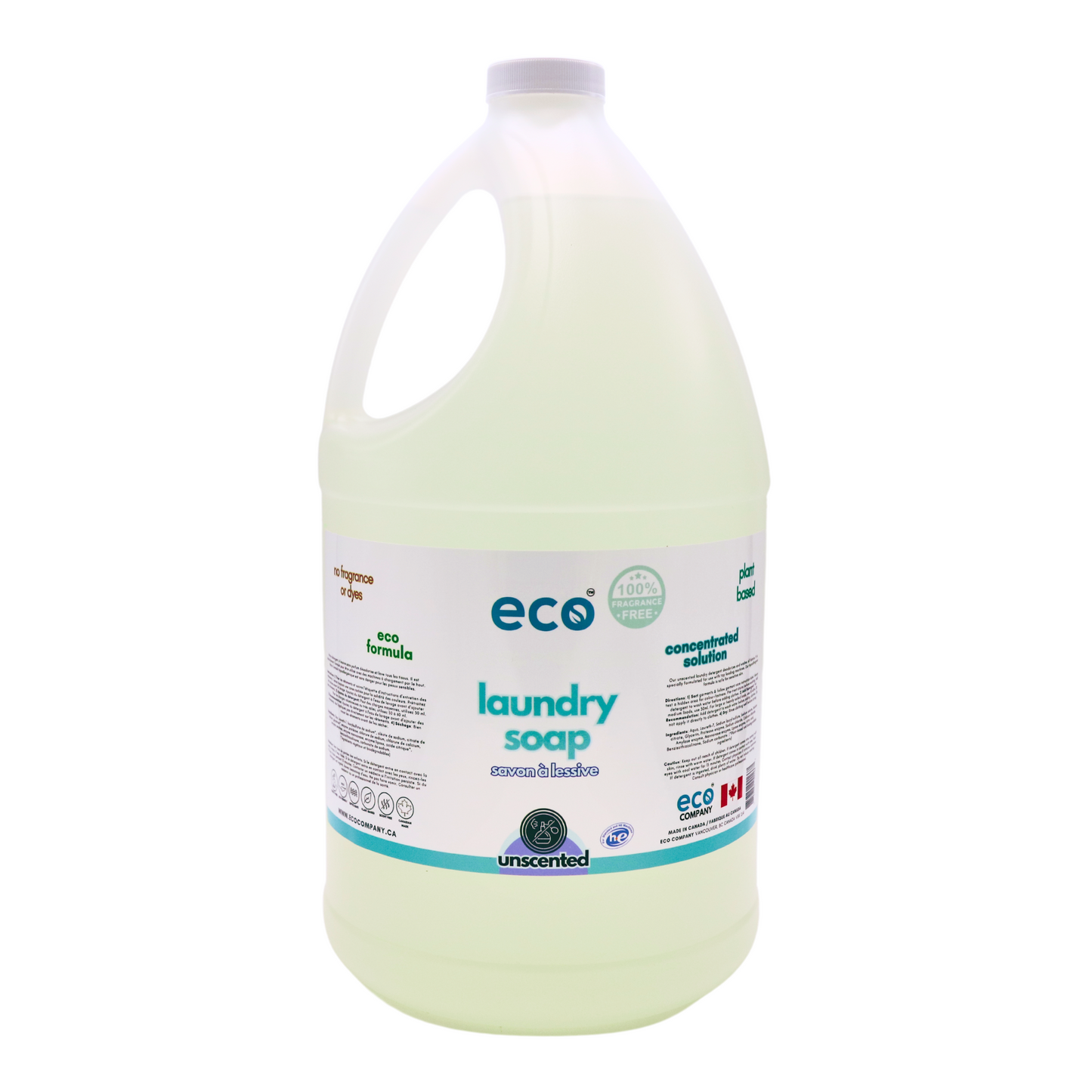 Eco Refillery's laundry soap in a refillable 4L jug.