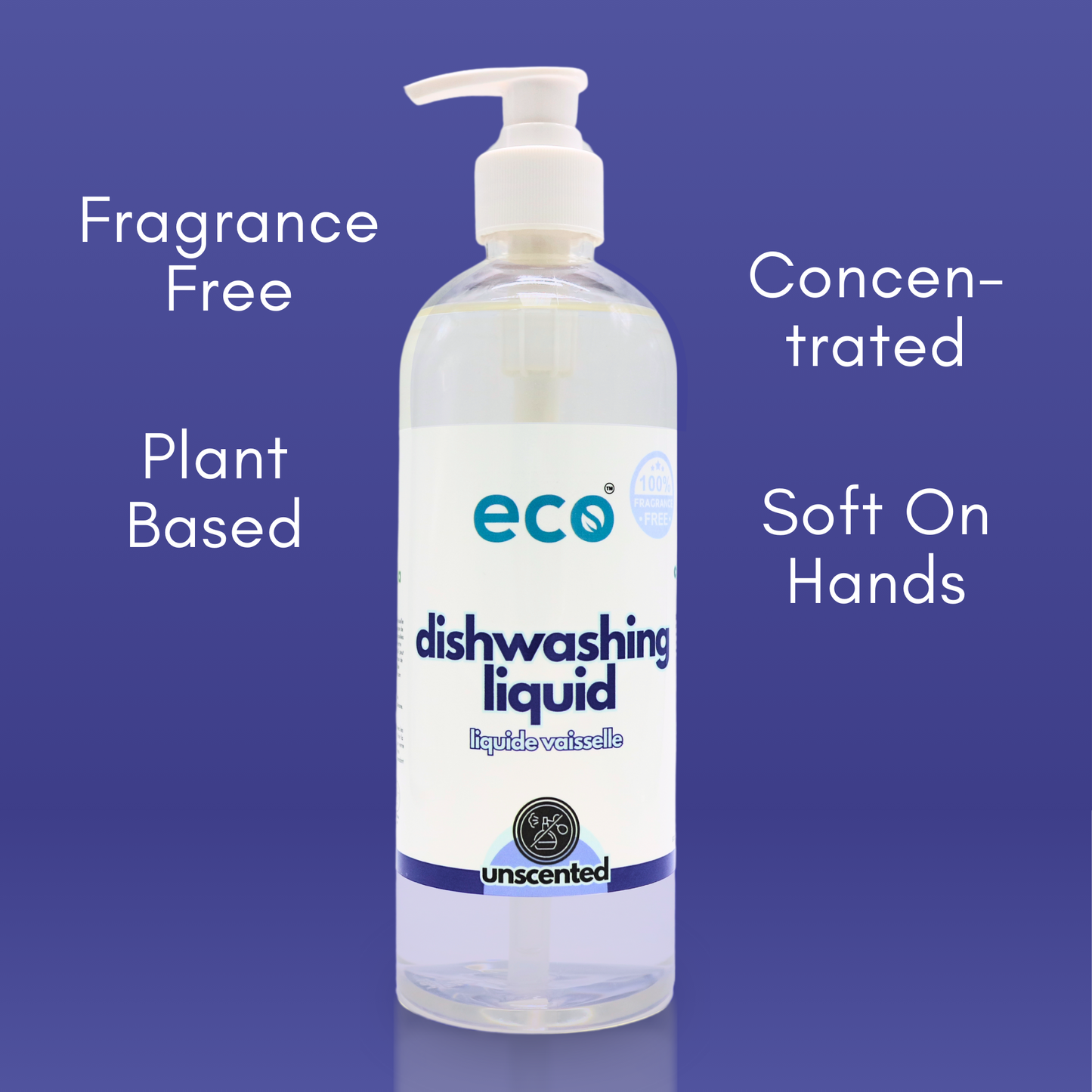 Eco Refillery's bulk dish soap is plant-based, is septic safe, and is scented with 100% natural essential oils.