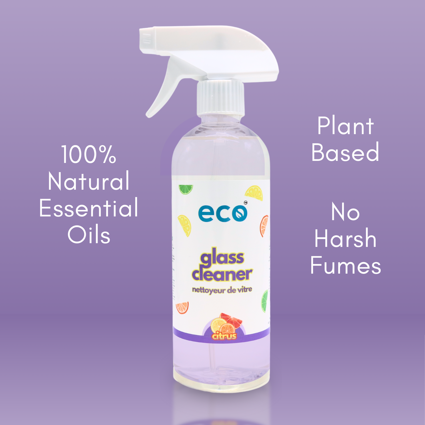 Eco Refillery's bulk glass cleaner is plant-based, has no harsh fumes, and is scented with 100% natural essential oils.