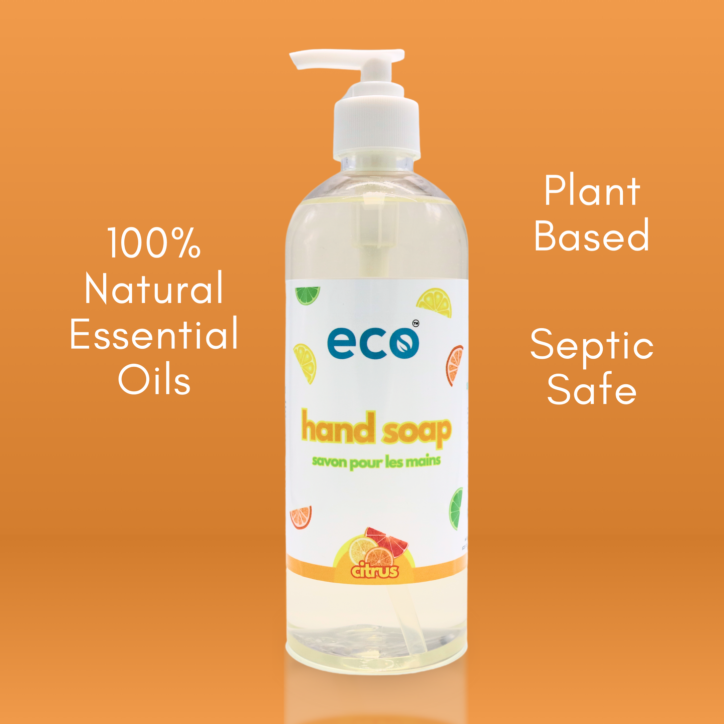 Eco Refillery's bulk hand soap is plant-based, is septic safe, and is scented with 100% natural essential oils.