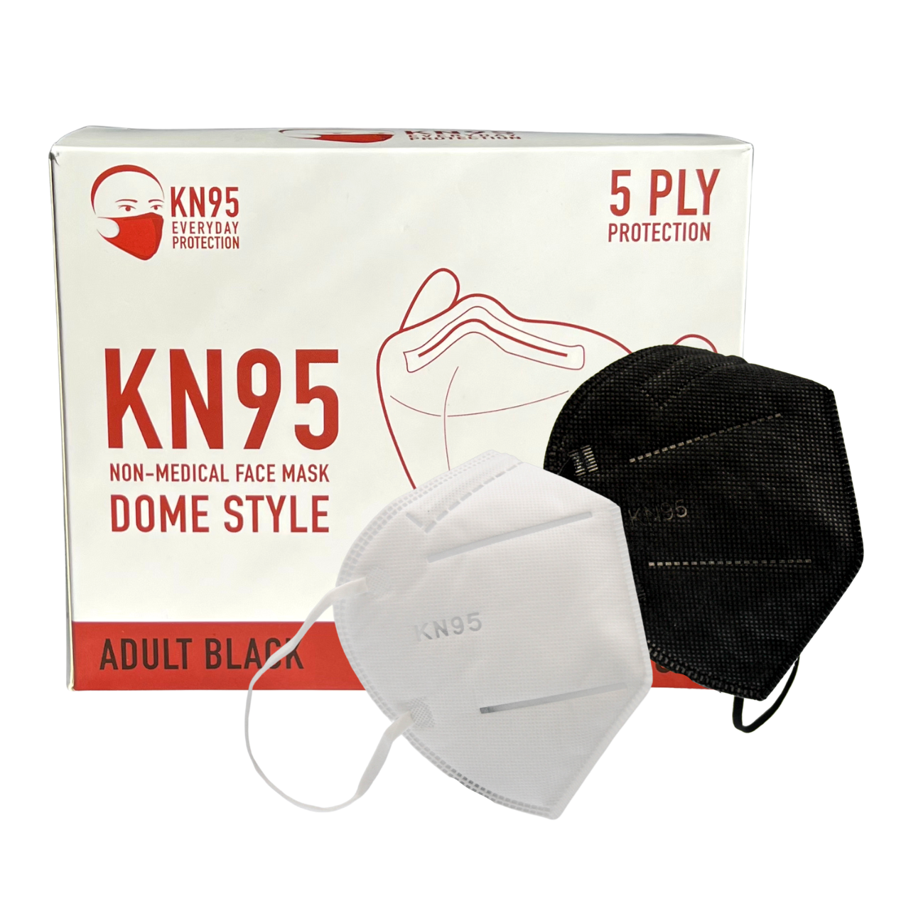 KN95 Dome Style (Adult) - Black (10/box)