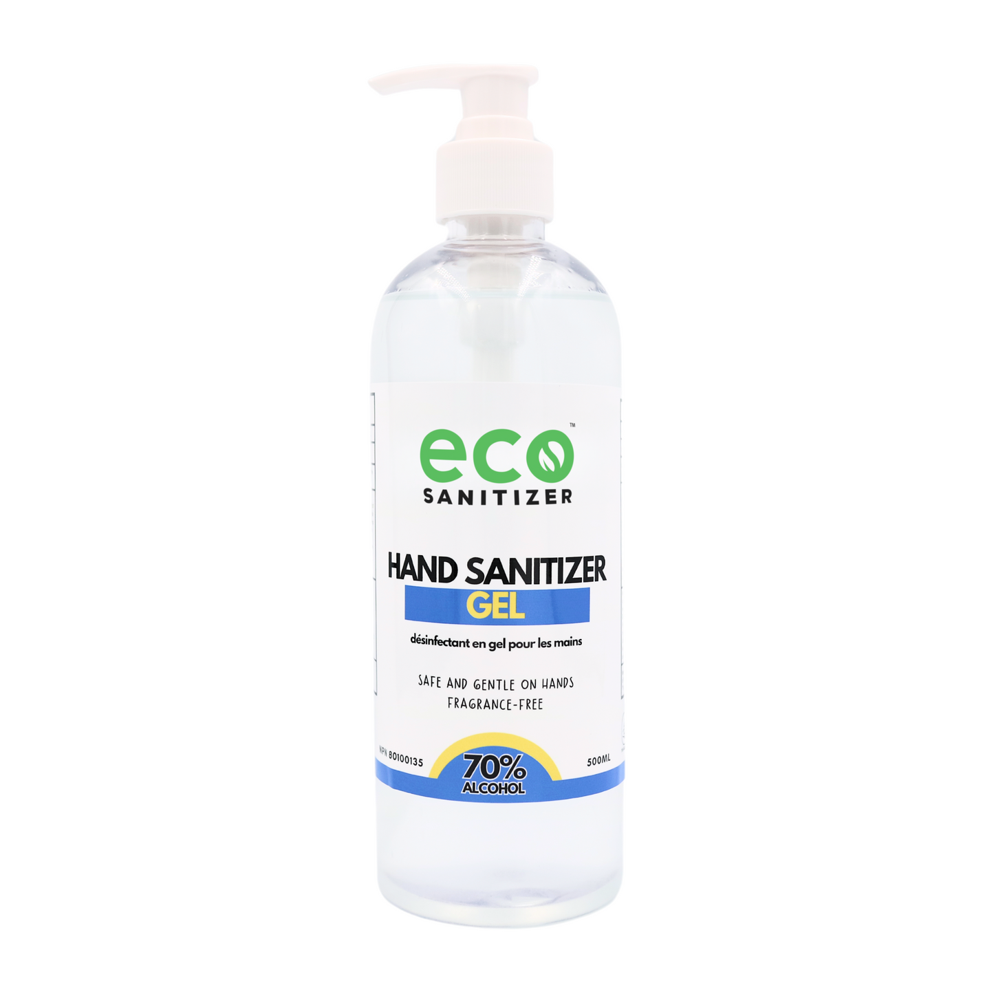 Canada wholesale bulk hand sanitizer gel in a 500mL bottle, suitable as a sanitizer refill for travel bottles.