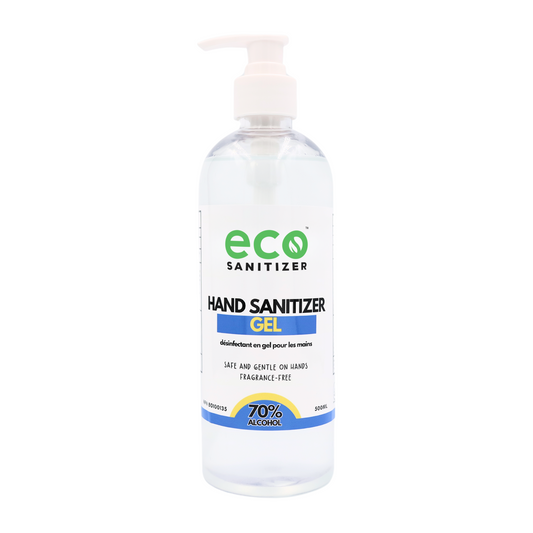 Canada wholesale bulk hand sanitizer gel in a 500mL bottle, suitable as a sanitizer refill for travel bottles.