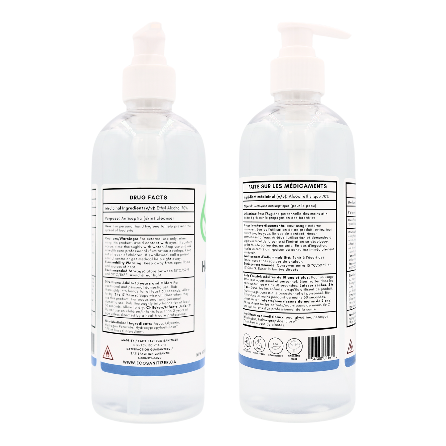 Eco Sanitizer's hand sanitizer gel with plant-based ingredients.