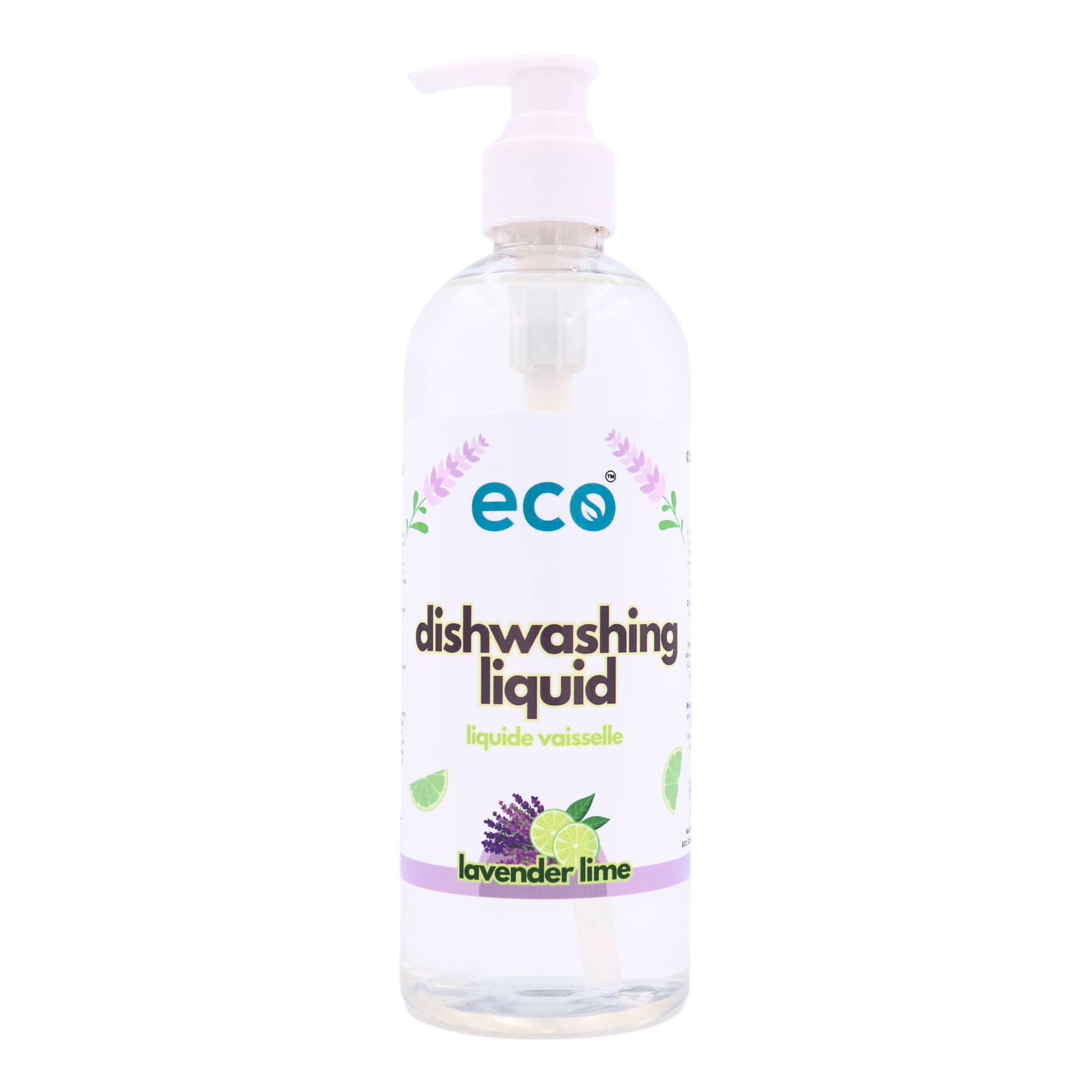 Eco dish soap lavender lime in a 500ml ready-to-use bottle for wholesale, ideal for eco-friendly retailers.