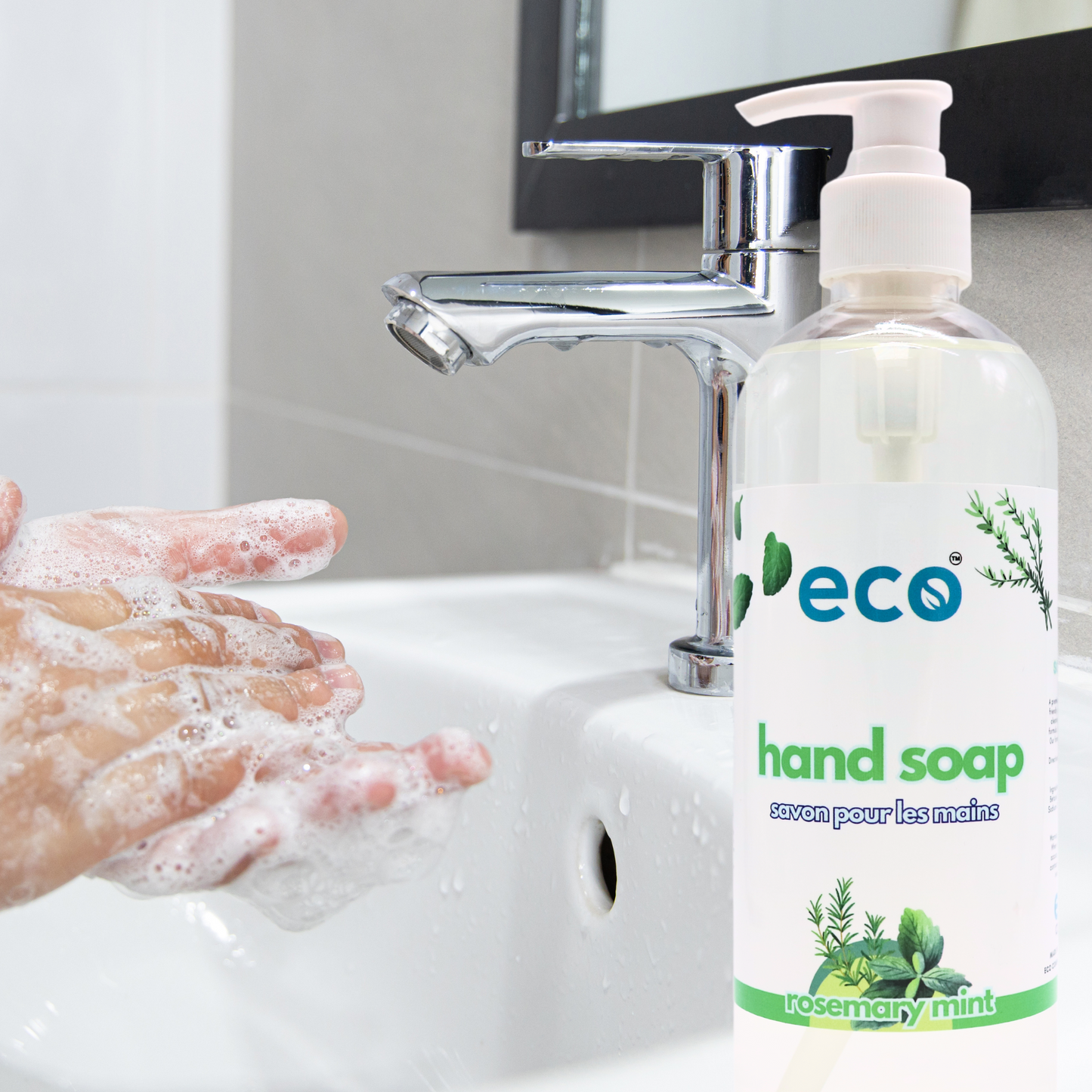 Person using Eco Refillery's hand soap.