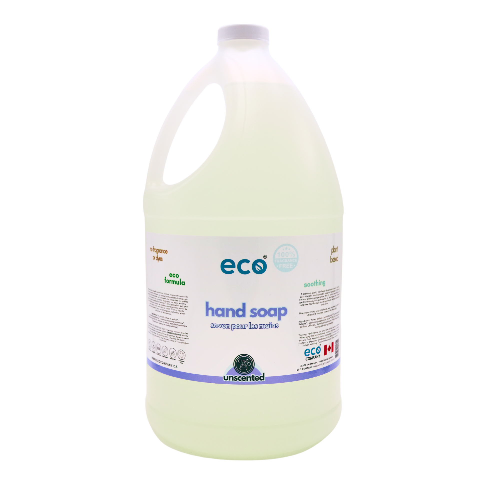 Eco Refillery's unscented hand soap in a refillable 4L jug.