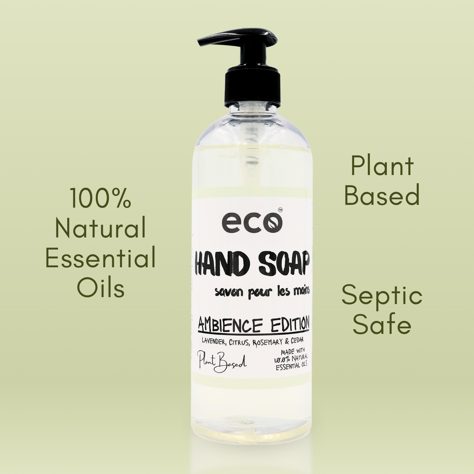 Eco Refillery's bulk hand soap is plant-based, septic safe, and scented with 100% natural essential oils.