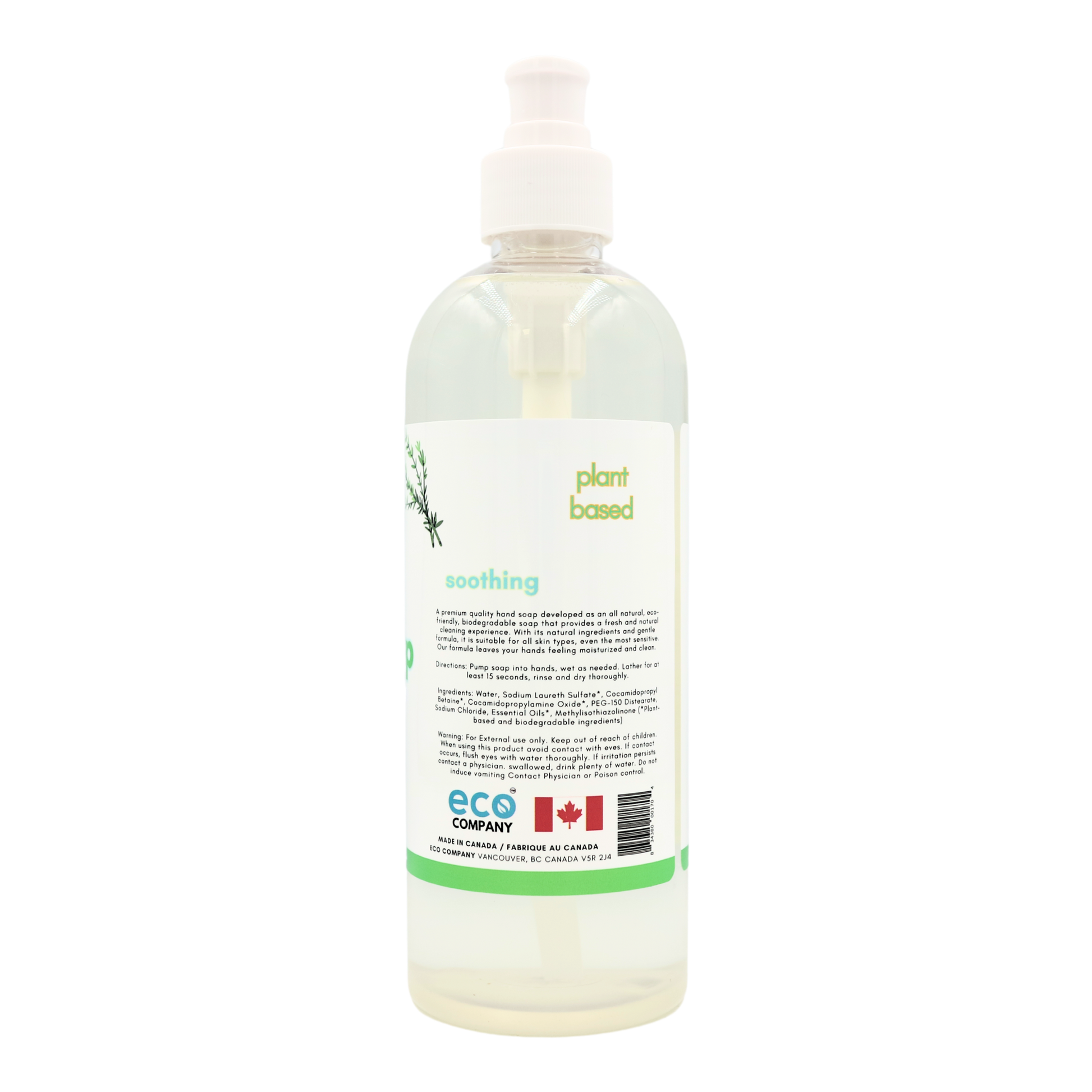 Eco Refillery's bulk hand soap is formulated with plant-based ingredients.