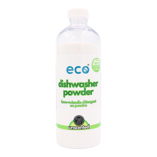 Eco Refillery's dishwasher powder in a refillable 500mL bottle.