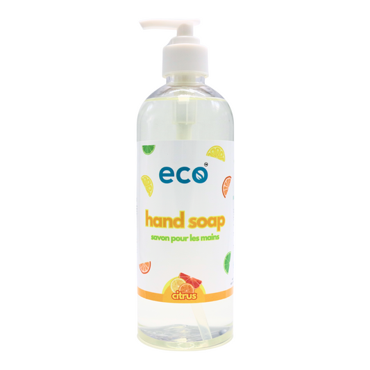 Eco Refillery's citrus hand soap in a refillable 500mL bottle.