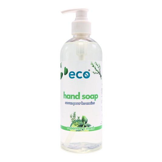 Eco Refillery's rosemary mint hand soap in a refillable 500mL bottle.