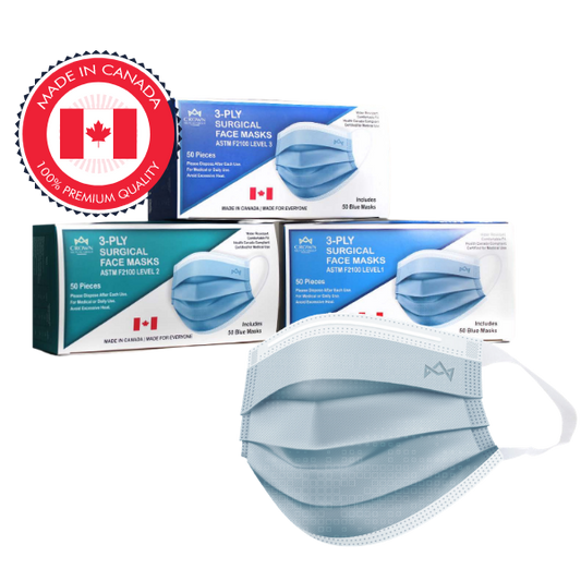 Crown 3 Layer Surgical Mask – ASTM Level 1 or Level 3 (Adult) (50 pcs/box)
